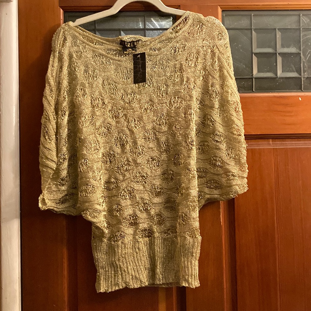 NWT Sheer Gold Top Size L/XL
